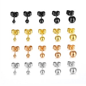 Gold Plated Stainless Steel Ear <b>Stud</b> Round Titanium Peas Ball Bead <b>Earrings</b> rainbow 2-8mm Stainless Steel Ball <b>Stud</b> <b>Earrings</b> - Product Image 1
