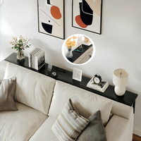 Table Console Moderne Rustique en Bois Massif Armoire de Chevet Murale Longue et Étroite avec Support de Rangement Arrière de Canapé en Métal