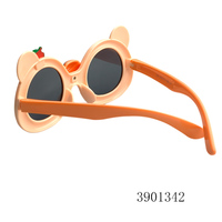 Lunettes de soleil pour enfants en forme d'ours fraise, verres en plastique UV400, monture transparente/blanche/rouge, lunettes de soleil panda colorées