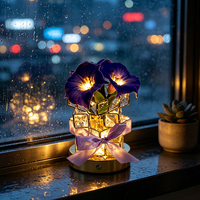 Lampe de nuit LED en cristal Morning Glory, lampe de table florale romantique pour la décoration de la maison, cadeau de mariage