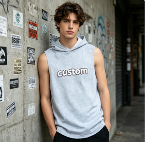 Sweat à capuche oversize délavé pour homme, logo personnalisé, 100 % coton éponge, décontracté, streetwear, pour l'entraînement - Product Image 1