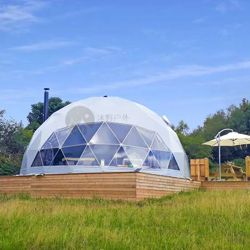 Bester Preis 6m Glamping Dome Zelt Outdoor Wasserdichte Paare Camping Zelt Luxus Hotel Resort Zelt mit Badezimmer