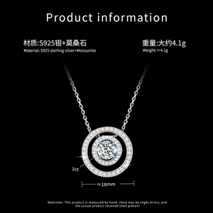 Sẵn sàng giao hàng Mặt dây chuyền nhẫn đôi bạc Ý S925 unisex khảm đá Moissanite xanh 1 carat dành cho nam và nữ - Product Image 6
