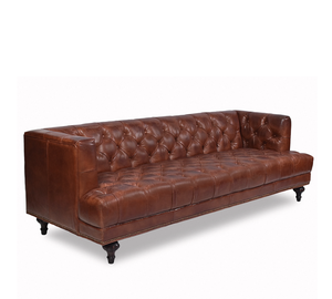 Sofá Chesterfield de 3 Plazas de Alta Calidad con Respaldo Alto, Diseño Wingback, Tapizado en Cuero Genuino, Muebles de Lujo para Hotel - Product Image 4