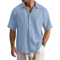 Chemise à manches courtes en pur coton, décontractée et ample, pour homme, nouvelle collection été, style européen et américain, vente en gros transfrontalière.