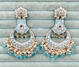Pendientes de Aro con Diseño Floral, Chapados en Oro, con Cristales de Imitación y Perlas, Estilo Bohemia, para Bodas, Mujeres - Product Image 1