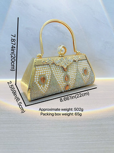 New Cross-border Foreign Trade PU Women's European-American Retro Style Evening Gift <b>Handbag</b> Rhinestone Pearl Decoration Tanjing - Product Image 5