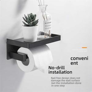 <span class=keywords><strong>Porte</strong></span>-<span class=keywords><strong>papier</strong></span> toilette mural Wayon en acier inoxydable noir mat moderne avec tablette pour téléphone pour maison préfabriquée WW-ZJJ - Product Image 2