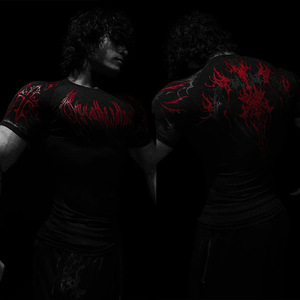 T-Shirt a Compressione Muscolare a Maniche Corte, Alta Elasticità, Maglia Fitness Aderente da <span class=keywords><strong>Uomo</strong></span> con Motivo a Texture Muscolare - Product Image 5