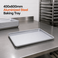 Plaque de cuisson en acier aluminisé pour four de boulangerie, 400x600mm, épaisseur 1,2mm, plateau peu profond pour la cuisson commerciale