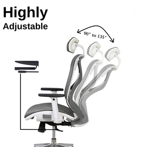 Sillón Reclinable de Tela de Malla Completa con Soporte Lumbar, Reposacabezas Ajustable y Función Giratoria, Silla de Oficina Ergonómica Ejecutiva - Product Image 5