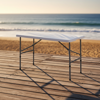 Table pliante d'extérieur 6 pieds (180 cm) de long, design moderne, structure en plastique et en fer
