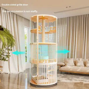 Meow Sky City Villa cylindrique panoramique <span class=keywords><strong>de</strong></span> luxe pour chat avec toilettes intégrées pour chats d'intérieur - Product Image 4
