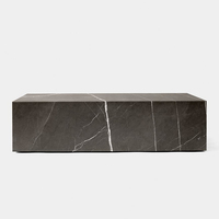 Table basse moderne en marbre blanc et gris, socle bas, table basse en marbre, table basse en marbre pour hôtel, villa, chambre, cube en marbre