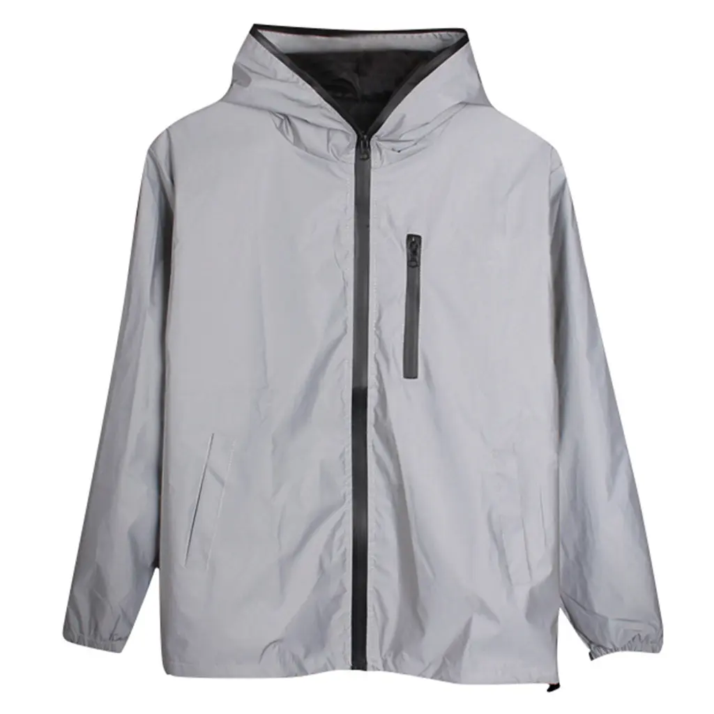 New men's autumn Men/women windbreaker 3m reflective jacket casual hip hop Hooded coats streetwear night shiny jackets