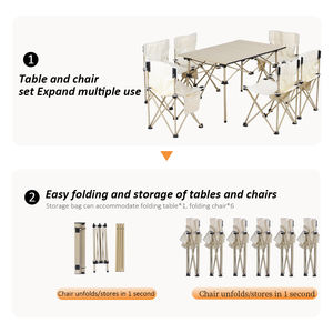 Ensemble de table et de chaises pliantes de camping en acier allié robuste, portables et pliables pour l'extérieur - Product Image 5