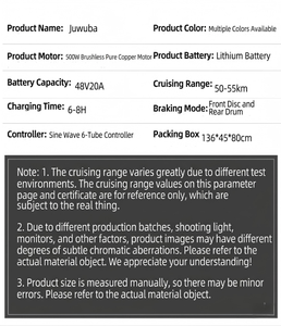 Vente en gros transfrontalière : Nouveau <span class=keywords><strong>scooter</strong></span> électrique <span class=keywords><strong>Jumbo</strong></span> 48V à batterie lithium, véhicule à deux roues, vélo électrique complet pour adulte, autonomie 25-35 km - Product Image 2