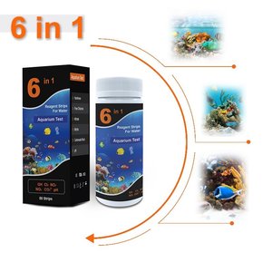 <span class=keywords><strong>Kit</strong></span> de test de qualité de l'eau salée douce 7 en 1, bandelettes de test d'eau d'aquarium PH GH KH