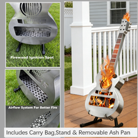 Desain Gitar Klasik Portabel Tungku Api Tanpa Asap dari Baja Tahan Karat Pembakaran Kayu untuk Luar Ruangan dengan Tas untuk Berkemah, Pesta, Teras-ZZ