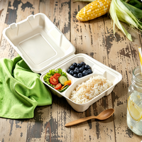 Contenants alimentaires jetables en bagasse 100 % compostables avec 1/2/3/4/5 compartiments, fabriqués en fibre de canne à sucre biodégradable