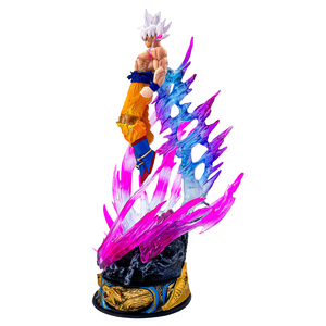 Figura de acción de Dragon Ball Ultra Instinct Goku de 25 cm con luz LED, estatua Saiyan de pelo blanco brillante, figura de acción de Dragon Ball - Product Image 3
