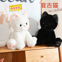 Peluche chat noir et blanc mignon en gros, jouet en peluche chaton, poupée réconfortante en coton PP, cadeau d'anniversaire personnalisé pour les amoureux des chats