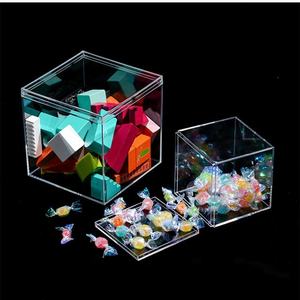 Boîte carrée transparente en plastique PS acrylique pour figurines, boîte d'emballage avec <span class=keywords><strong>couvercle</strong></span> anti-poussière, rangement pour bonbons de mariage - Product Image 4
