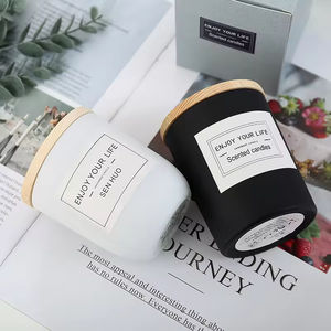 เทียนหอมกลิ่นธรรมชาติจากถั่วเหลืองในขวดแก้วสีดำพร้อมฝาไม้แบบขายส่ง, เทียนหอมในขวดแก้วสีขาวขนาดใหญ่จากขี้ผึ้งถั่วเหลืองสำหรับสปาและบ้าน - Product Image 4