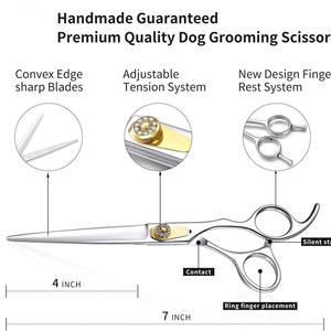 กรรไกรตัดขนสุนัขแบบมืออาชีพ ขนาด 7 นิ้ว ผลิตจากเหล็กกล้าไร้สนิม 440C ใบมีดแบน สำหรับดูแลความงามของสุนัข - Product Image 5