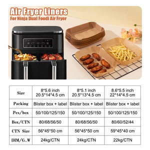 Hình chữ nhật 8.6 inch Nồi chiên không khí dùng một lần giấy da không dính nồi chiên không khí lót giấy nấu ăn 40gsm - Product Image 5