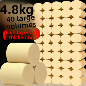 10-pound Pack of Solid-core Toilet <b>Paper</b> Bulk Household Rolls in Natural <b>Color</b> 40 Rolls Per Pack Mix Wood Pulp Material - Product Image 2