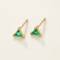 Bijoux minimalistes nagosa Boucles d'oreilles triangle émeraude en argent sterling 925 vermeil en or 18 carats