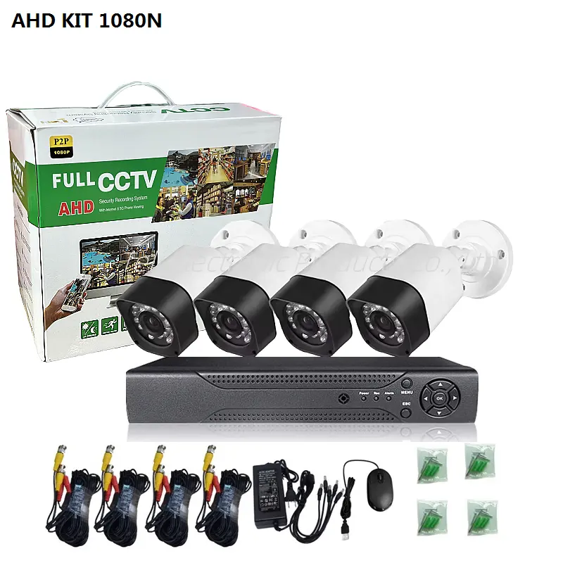 Sistema de cámara CCTV precio muy bueno visión nocturna infrarroja 1080p 3,6mm lente P2P XVR 6 en 1 tienda TSEYE usando Kit de 4 cámaras