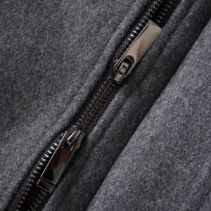 Áo khoác len nam màu xám đậm đứng lên cổ áo dây kéo Áo khoác mùa đông dài rãnh áo khoác ngoài Cashmere Vỏ bông - Product Image 5