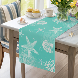<span class=keywords><strong>Chemin</strong></span> <span class=keywords><strong>de</strong></span> <span class=keywords><strong>table</strong></span> <span class=keywords><strong>turquoise</strong></span> avec éléments estivaux, <span class=keywords><strong>chemin</strong></span> <span class=keywords><strong>de</strong></span> <span class=keywords><strong>table</strong></span> bleu océan côtier pour la maison, décoration <span class=keywords><strong>de</strong></span> <span class=keywords><strong>table</strong></span> à thème plage, étoile <span class=keywords><strong>de</strong></span> mer, coquillages - Product Image 3