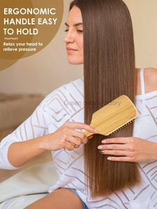 Custom Logo Bamboo <strong>Hair</strong> Brush Air Cushion <strong>Comb</strong> Detangling <strong>Hair</strong> Brush Natural Bamboo Paddle Brush Make <strong>Hair</strong> Smooth For Women - Product Image 5