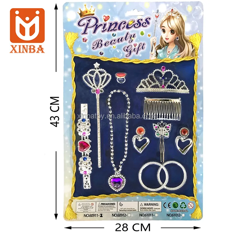 Silver Plated Toys Role Play Toy Set Delicate Dress Up Jewelry Pretend Play Princess Beauty Set Games For Girls