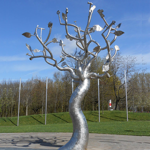 Scultura d'Albero in Acciaio Inossidabile YouFine, Arte Moderna in Metallo con Foglie e Attrezzi per Decorazione Paesaggistica da Giardino - Product Image 1