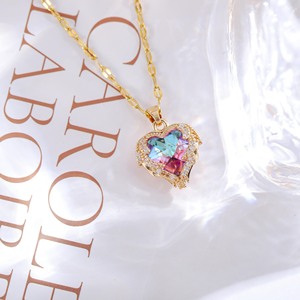 Vente en gros Prix Coeur Collier Femme Cristal Bleu Collier Acier Inoxydable Collier Chaîne - Product Image 3