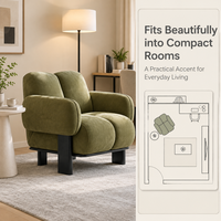 Fauteuil d'appoint moderne en bois massif, chaise de loisirs rembourrée écologique avec pieds en bois massif pour salon, appartement, centre commercial