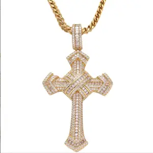 Customized Pendant Gold Cuban Hip Hop Cross Chain Necklace Titanium Stainless Steel Spiritual Jewlery Crosses For Rosaries