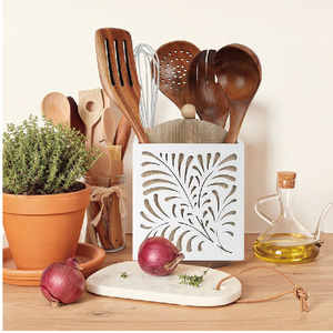 Organisateur de couverts en bois laqué carré rotatif pour comptoir de <span class=keywords><strong>cuisine</strong></span> et bureau - Product Image 4