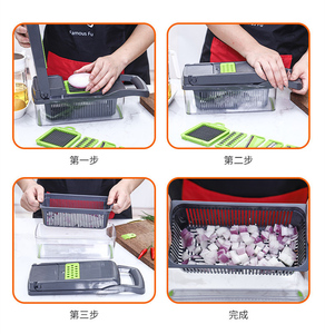 Utensilios de Cocina: Cortador <span class=keywords><strong>Manual</strong></span> de Verduras, Picador Rápido de Plástico con Cuchilla, Juego de Herramientas - Product Image 3