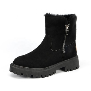 <span class=keywords><strong>Bottes</strong></span> d'hiver pour femmes 2025, grande taille, doublure en fourrure peluche, bout rond, hauteur accrue, bottines à la mode, taille 43 - Product Image 5