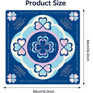 Tapis de Mahjong Moderne de Luxe Monogrammé Chinoiserie - 32,5x32,5 Pouces, en Microfibre et Caoutchouc Naturel, Portable, Pliable, Écologique - Product Image 4
