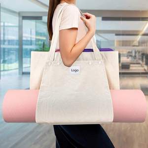 High QualityWholesale Eco Canvas Cloth Foldable Women Tote Shoulder Bags Fitness Yoga Mat Carry Bag - Product Image 3