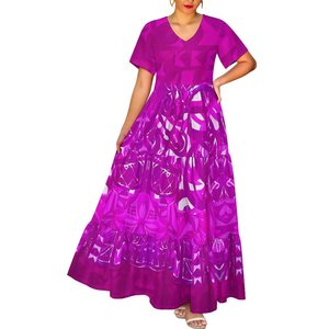 Thời trang hợp thời trang Cổ chữ V sâu giản dị Thanh lịch dành cho nữ Đầm <span class=keywords><strong>maxi</strong></span> cỡ lớn <span class=keywords><strong>in</strong></span> họa tiết nhuộm màu Thiết kế bộ lạc Polynesia - Product Image 2