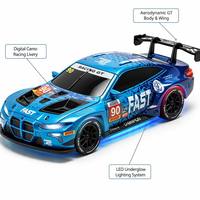 Voiture de drift RC Zhorya à l'échelle 1:43, 2,4 GHz, semi-propulsive, avec gyroscope, lumières LED, servomoteur, suspension, RTR et pneus interchangeables