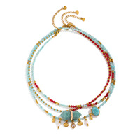 Collier artisanal en perles, plaqué or, en acier inoxydable, résistant à l'eau, avec pierres naturelles, style bohème, nouveau design, pour femmes