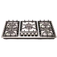 Table de cuisson à gaz encastrable en fonte avec 5 brûleurs en laiton et en acier inoxydable pour camping-car, usage extérieur et domestique, dotée d'une batterie de classe A